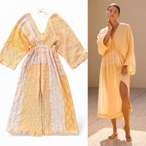 By Anthropologie Long-Sleeve Gauze Dress cover-up one size fits most s , m , l - Picture 1 of 10